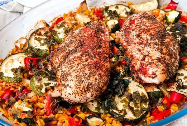 Warzywa i mięso zapiekane w naczyniu